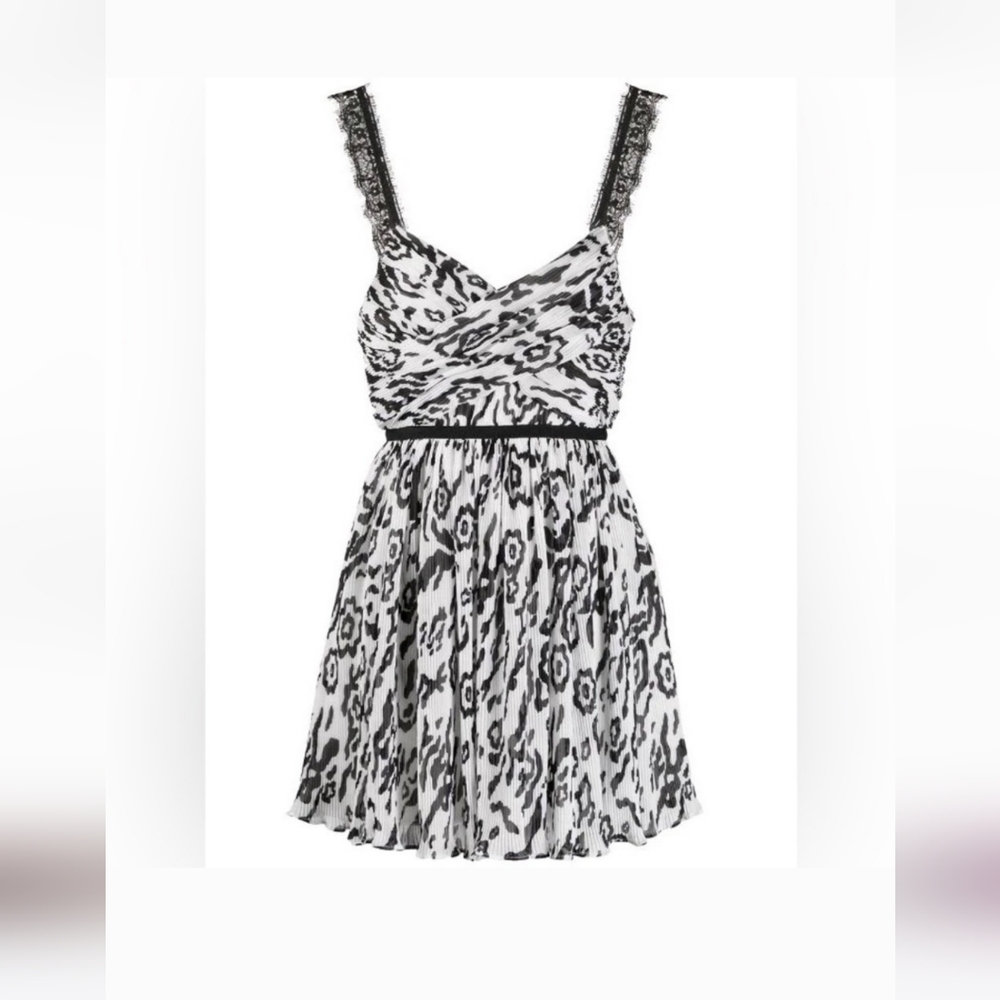 Self-Portrait || Leopard Plisse Mini Dress US 6 NWT